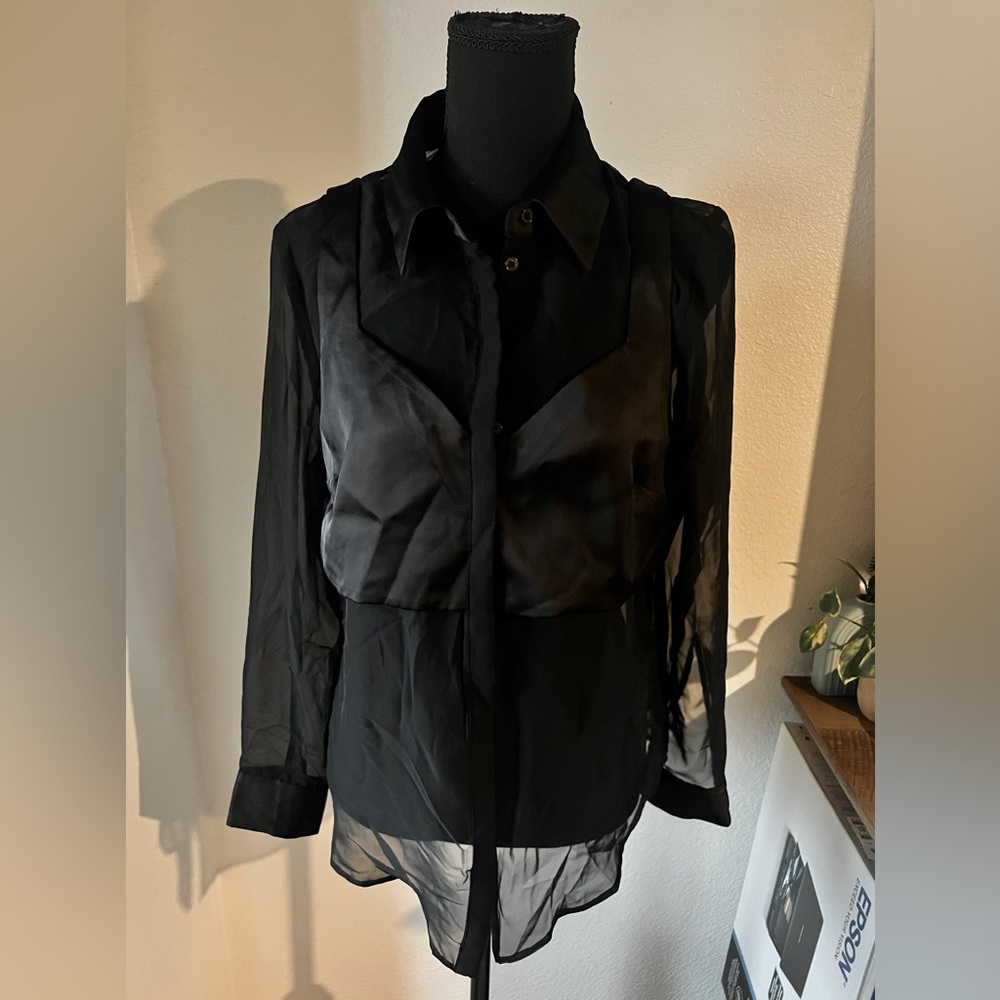 H&M Sheer top with attached crop vest